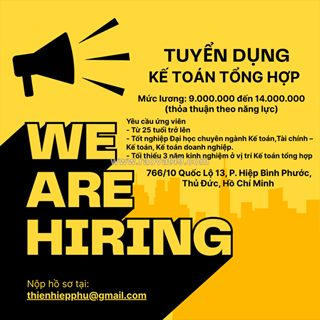 Tuyển dụng kế toán tổng hợp thủ đức