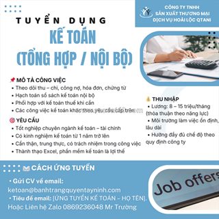 Tuyển kế toán (tổng hợp / nội bộ)