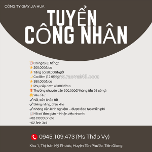 Tuyển lao động phổ thông huyện tân phước
