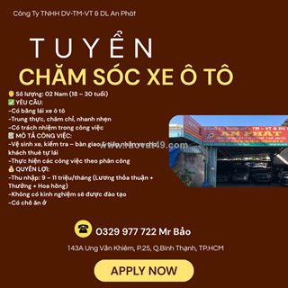 Tuyển nhân viên chăm sóc xe ô tô q.bình thạnh