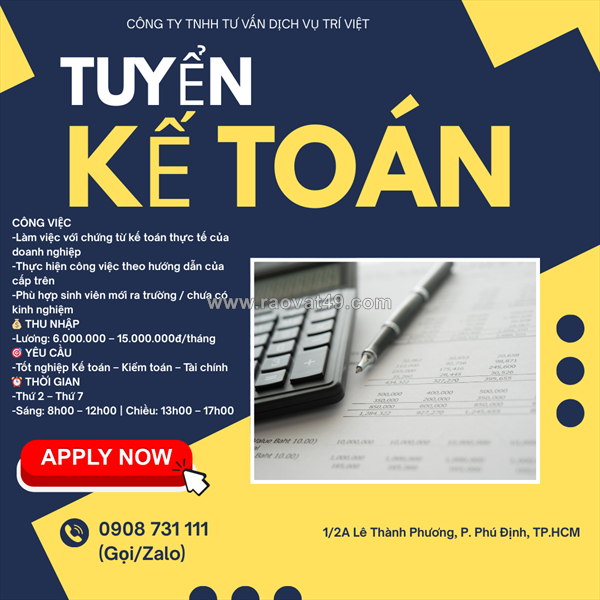 Tuyển nhân viên kế toán quận 8