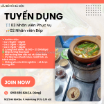 Tuyển nhân viên phục vụ, bếp quận 10