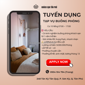 Tuyển tạp vụ buồng phòng quận tân phú