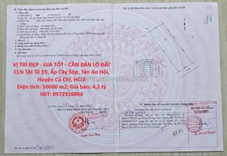 Vị trí đẹp - giá tốt - cần bán lô đất cln tại tổ 19, ấp cây sộp, tân an hội,
