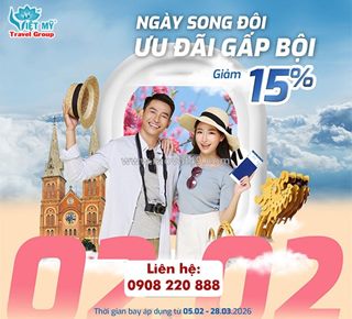 Vietravel airlines giảm 15% giá vé ngày song đôi