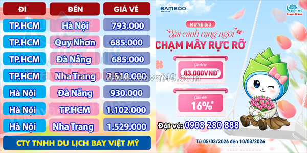 Bamboo airways ưu đãi nhân ngày 8/3