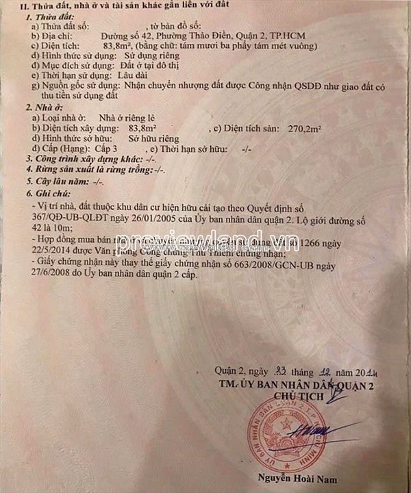 Bán nhà đường 42, khu thảo điền, 83.8m2 đất, 3 tầng, đang cho thuê
