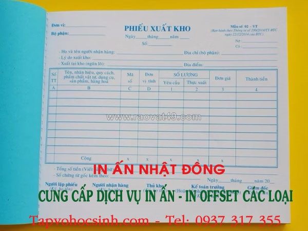 Bí mật tìm đơn vị in phiếu xuất kho tphcm theo yêu cầu giá rẻ, chuyên nghiệp 2026
