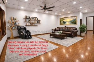 Căn hộ chính chủ- đầy đủ tiện ích bán nhanh  1 trong 2 căn liền kề tầng 5