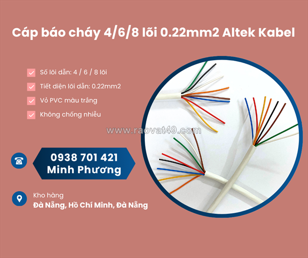 Cáp báo cháy altek kabel 4/6/8 lõi 0.22mm2 giá tốt đà nẵng, thanh hóa, nghệ an
