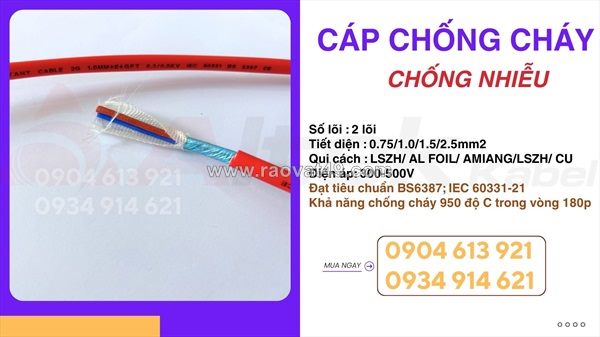 Cáp báo cháy chống cháy 2x1.0/2x1.5 chống nhiễu altek kabel