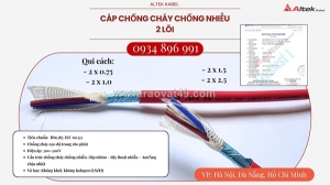 Cáp chống cháy chống nhiễu 2 lõi (0.75–2.5mm²) – cung cấp quảng bình, quảng ngãi, quảng nam