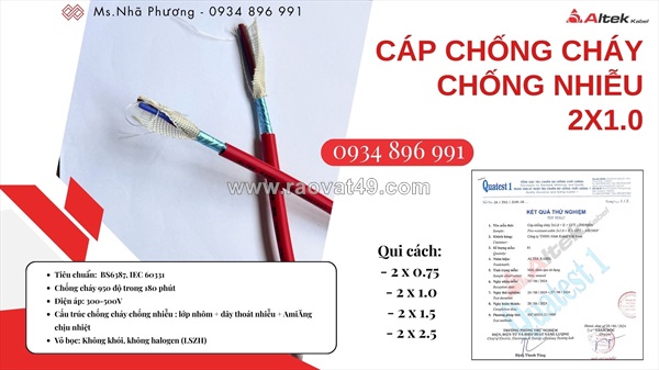 Cáp chống cháy chống nhiễu 2 lõi altek kabel – phân phối tp.hcm, bình dương, đồng nai