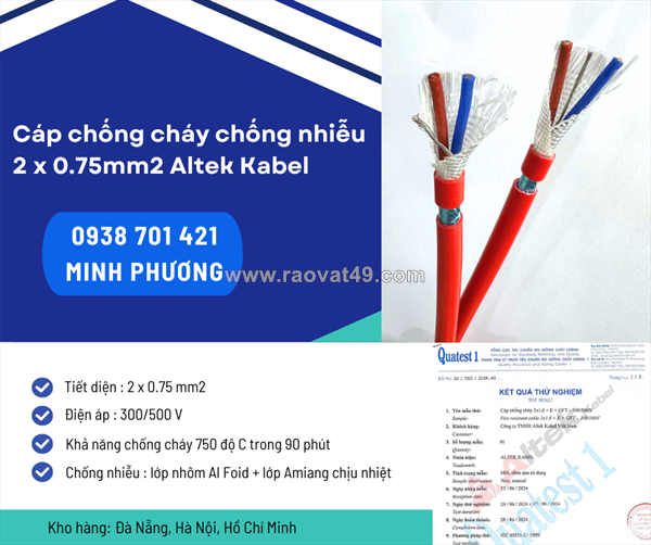 Cáp chống cháy chống nhiễu 2x0.75mm² altek kabel - giá tốt tại kho