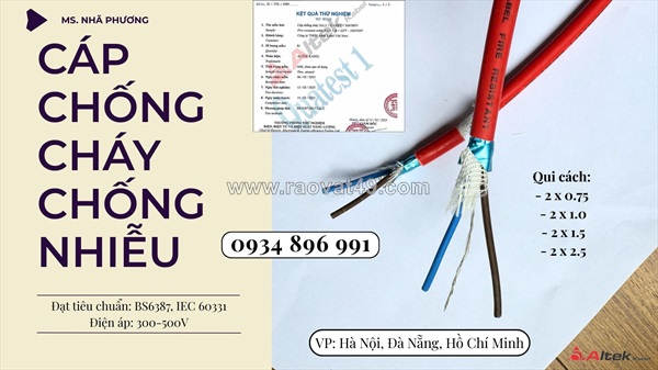 Cáp chống cháy chống nhiễu 2x0.75mm² sẵn kho hà nội – hưng yên – bắc ninh | cắt theo yêu cầu