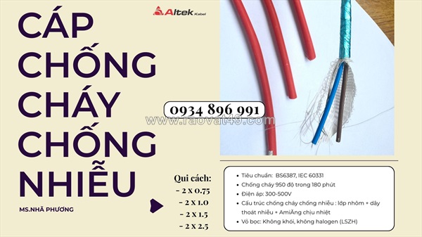 Cáp chống cháy chống nhiễu 2x0.75mm² sẵn kho hà nội – hưng yên – bắc ninh | cắt theo yêu cầu