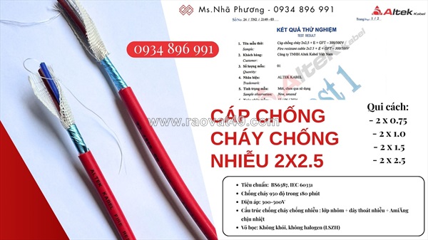 Cáp chống cháy chống nhiễu 2x1.0mm² có sẵn quảng bình – quảng nam – quảng ngãi | giá cạnh tranh
