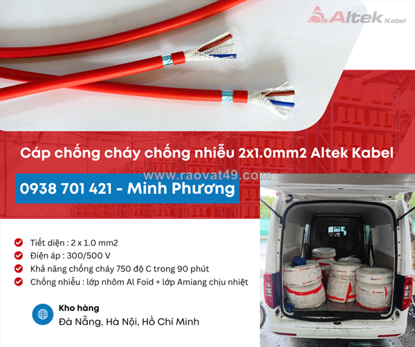 Cáp chống cháy chống nhiễu 2x1.0mm2 – giải pháp an toàn cho mọi công trình