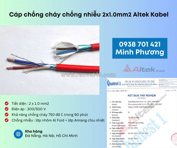 Cáp chống cháy chống nhiễu 2x1.0mm2 – giải pháp an toàn cho mọi công trình