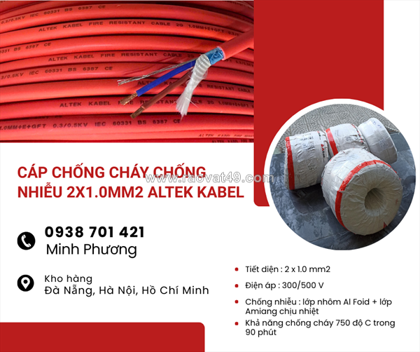 Cáp điện chống cháy chống nhiễu 2x1.0 altek kabel hải phòng, lào cai, quảng ninh
