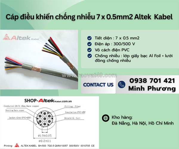 Cáp điều khiển chống nhiễu 7x0.5mm2 giá tốt – hàng chính hãng