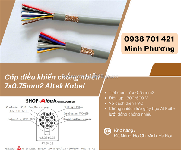 Cáp điều khiển chống nhiễu 7x0.75mm² altek kabel - ứng dụng & báo giá mới nhất