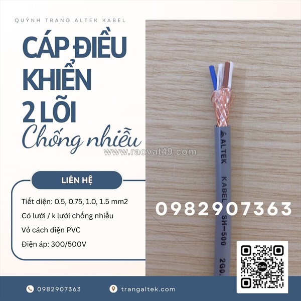Cáp điều khiển đồng mềm 2 lõi vỏ xám altek kabel