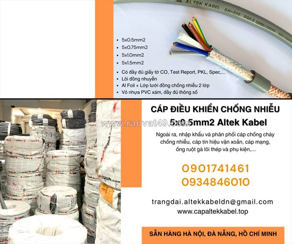 Cáp điều khiển rvvp/ cxv- sc 5x0.5 altek kabel sẵn đà nẵng, hà nội