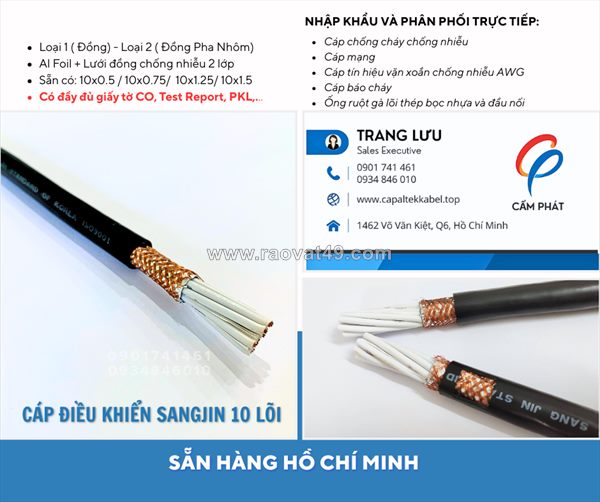 Cáp điều khiển sangjin 10 lõi có sẵn hồ chí minh, bình dương, đồng nai