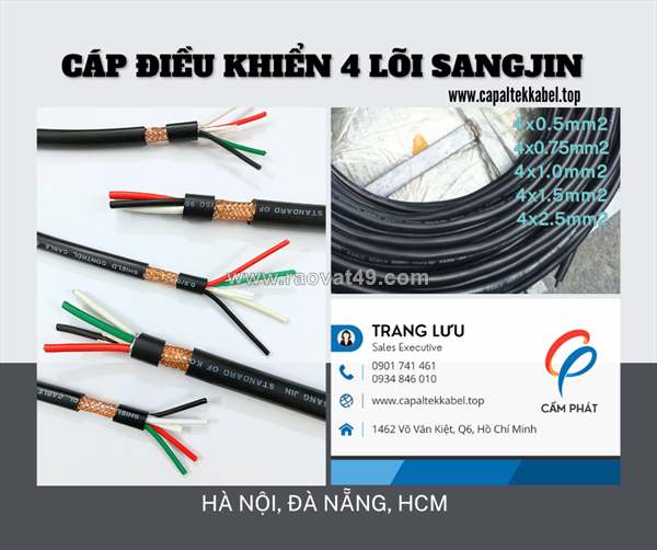 Cáp điều khiển sangjin 4 lõi có sẵn hồ chí minh, vũng tàu, khánh hòa
