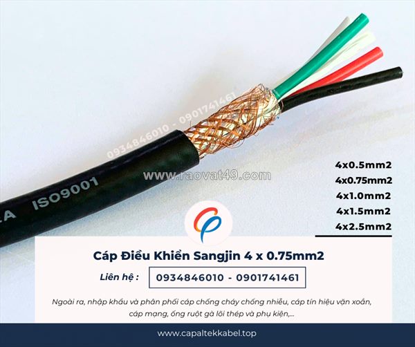 Cáp điều khiển sangjin 4x0.75 chống nhiễu sẵn hồ chí minh, bình dương, đồng nai