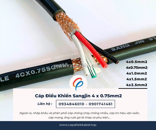 Cáp điều khiển sangjin 4x0.75 chống nhiễu sẵn hồ chí minh, bình dương, đồng nai