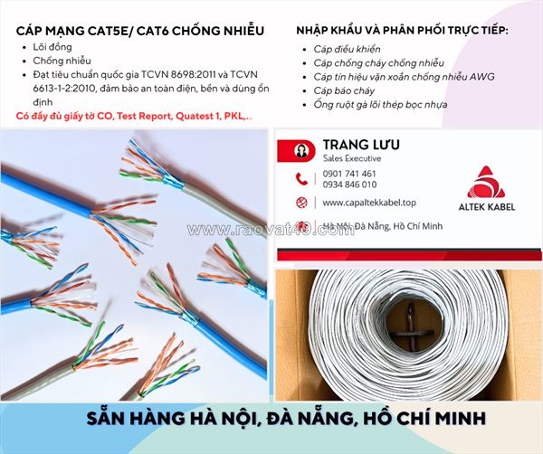 Cáp mạng cat5e, cat6 altek kabel chuẩn tcvn 8698:2011 về mạng viễn thông