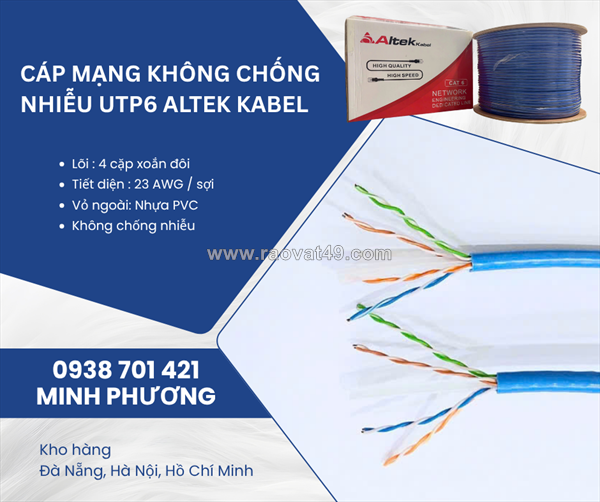 Cáp mạng không chống nhiễu utp6 altek kabel – gía tốt, hàng sẵn kho, giao toàn quốc