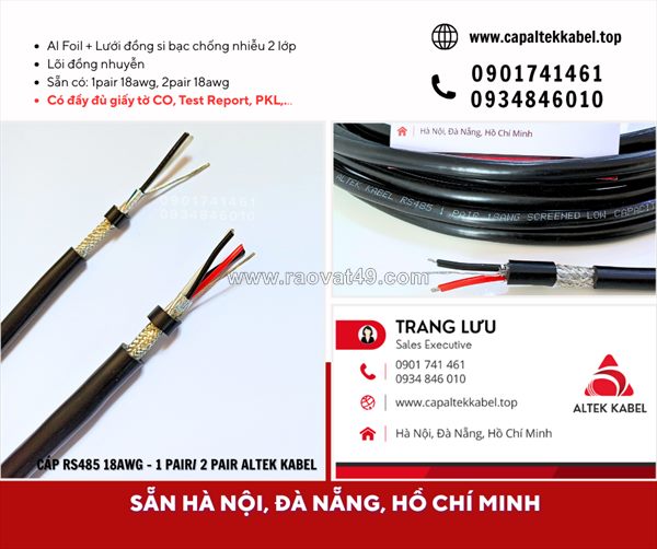 Cáp rs485 1 pair  awg/ 2 pair  awg hà nội, đà nẵng, hcm