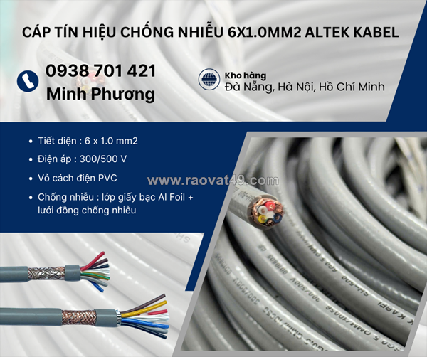 Cáp tín hiệu chống nhiễu 6x1.0mm2 altek kabel đà nẵng, hà tĩnh, quảng bình