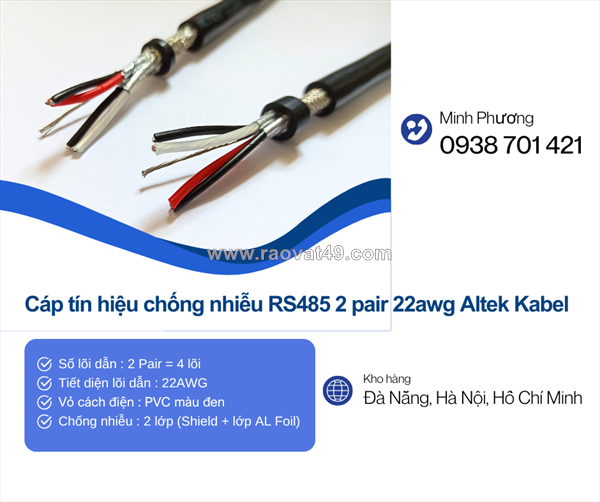 Cáp tín hiệu chống nhiễu rs485 2 pair 22awg altek kabel thanh hóa, nghệ an, hà tĩnh