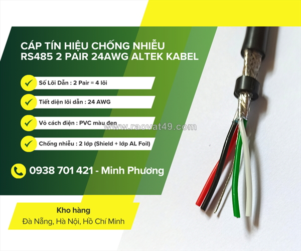 Cáp tín hiệu chống nhiễu rs485 2 pair 24awg hà nội, quảng trị, hồ chí minh