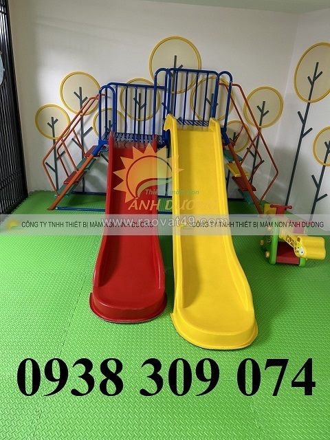 Cầu trượt 2 máng mầm non,cầu trượt đơn ,cầu trượt con voi