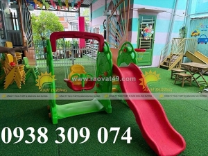 Cầu trượt xích đu con gấu giá rẻ, cầu trượt đơn con gấu