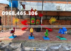 Cầu trượt xích đu khu vui chơi trẻ em, thú nhún lò xo trẻ em