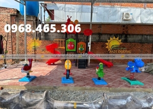 Cầu trượt xích đu khu vui chơi trẻ em, thú nhún lò xo trẻ em