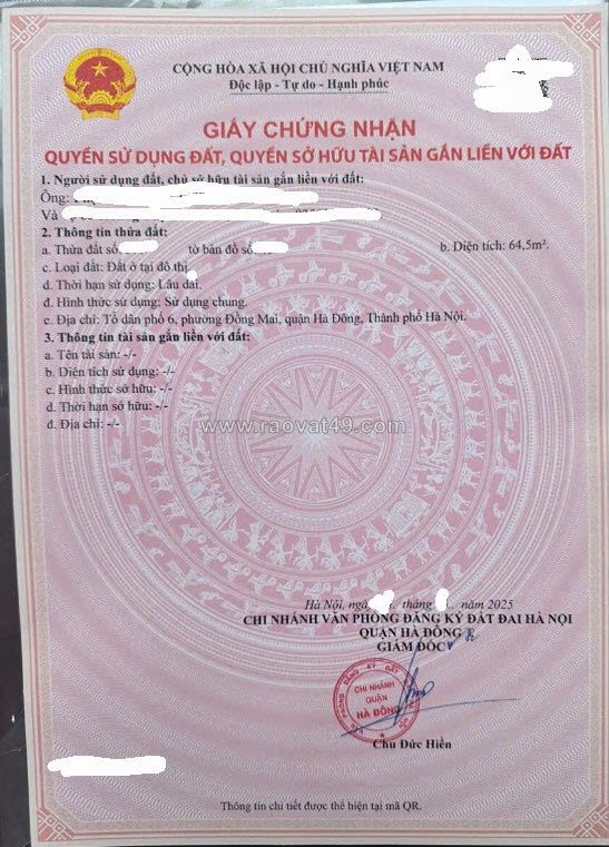 Chính chủ bán đất tổ 6, đường quốc lộ 6, p. yên nghĩa, hà nội, trước đây p.