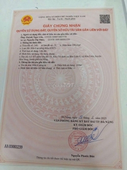 Chính chủ cần bán nhà diện tích 192 m2 tại 230, trần quốc tảng, phường liên chiểu, đn