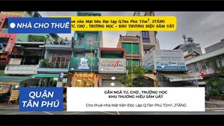 Cho thuê nhà mặt tiền độc lập q.tân phú 72m², 2tầng - triệu, gần ngã tư