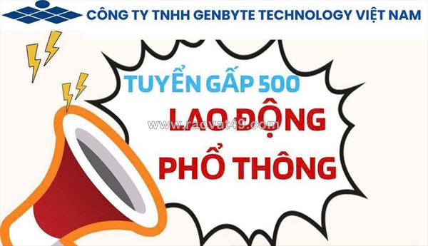 Cty genbyte kcn q9 tuyển lđpt sx linh kiện điện tử, có nhiều ca làm