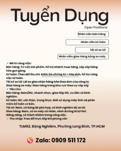 Cty tnhh đại hiệp thành tuyển dụng