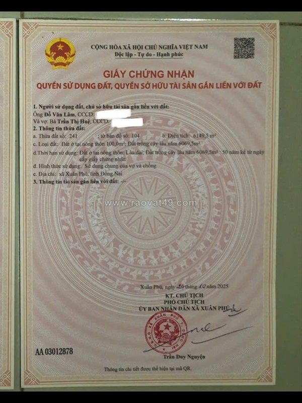 Đất đẹp – giá tốt chính chủ bán gấp tại xã lang minh, xuân lộc, đồng nai