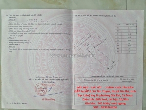 Đất đẹp – giá tốt  – chính chủ cần bán gấp tại  xã tân thạnh, thị xã gía rai,