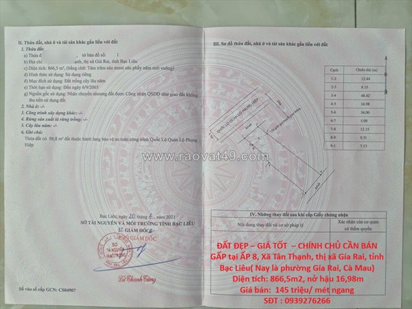 Đất đẹp – giá tốt  – chính chủ cần bán gấp tại  xã tân thạnh, thị xã gía rai,